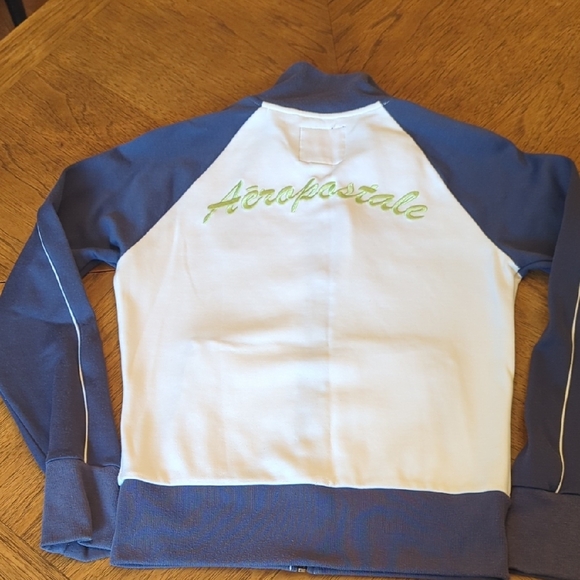 Y2K Aeropostale Blue and White Track Jacket Full-Zipper - Picture 6 of 8